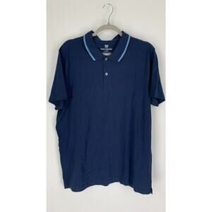 Mack Weldon Mens Navy Short Sleeve Polo Shirt Collared Button Up Size XL New